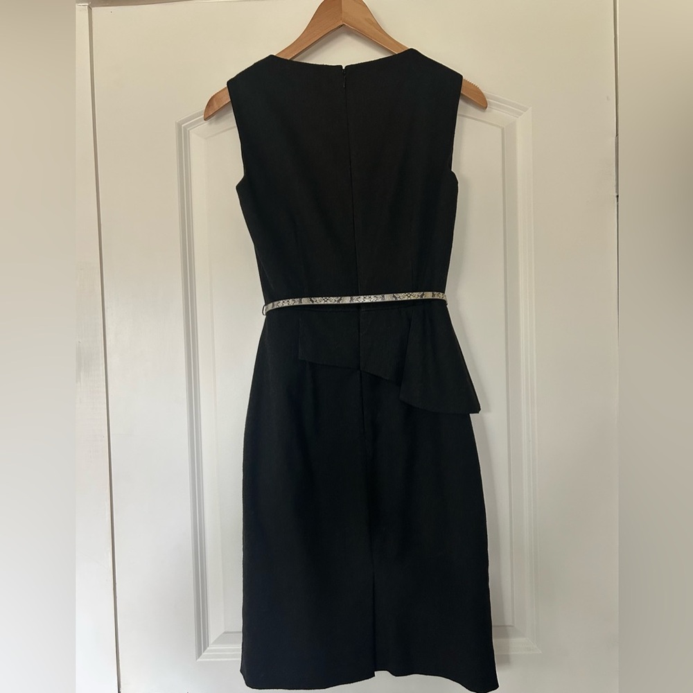 ANTONIO MELANI Black Peplum Asymmetrical Dress with Snakeskin Belt- Sz 0 - Picture 4 of 12